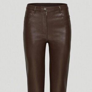 Aritzia brown vegan leather trousers